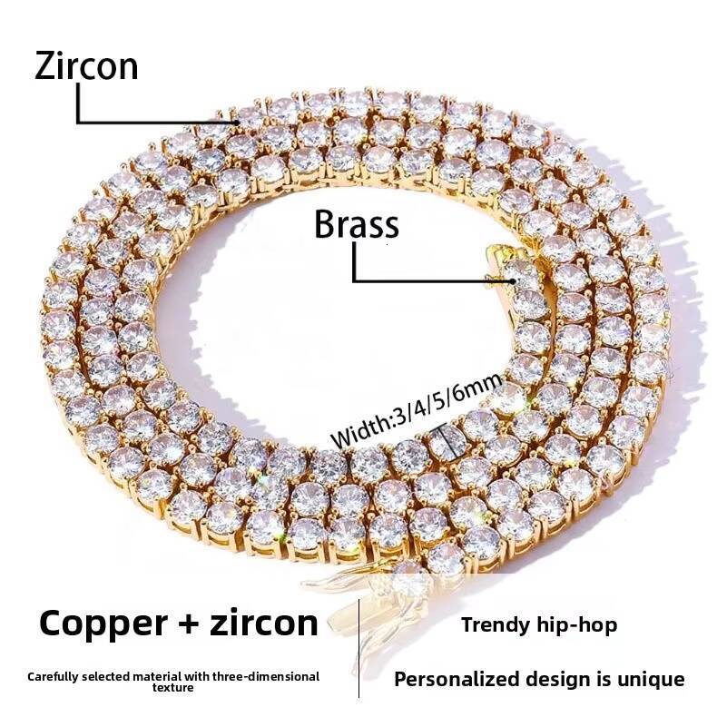 3mm 4mm 5mm Zircon Diamond Tennis Necklaces for Women Fashion Charm Long Chain Necklace Jewelry High Quality Necklace Wholesale