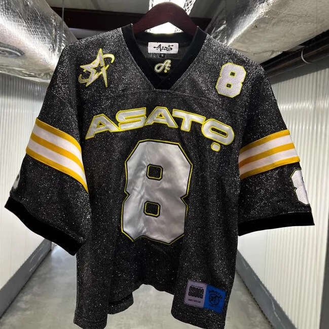 2025 Unisex New Loose V-Neck Sports Fluorescent Jersey T-Shirt