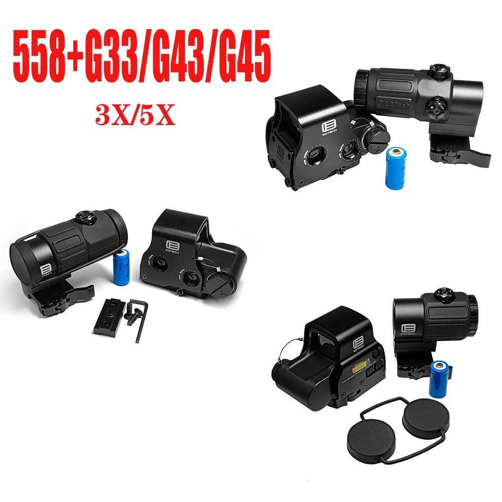 558+G33/G43/G45 Magnifying Glass Holographic Sight Folding Side Flip 3x 5x Magnifying Glass for Tactical Reflex Rifle R250730