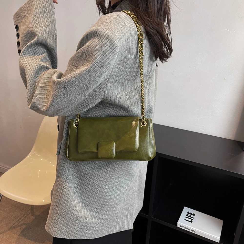 Womens Underarm Shoulder Bags 2023 New Texture PU Leather Chains Messenger Bag Korean Temperament All-match Handbags Y250730