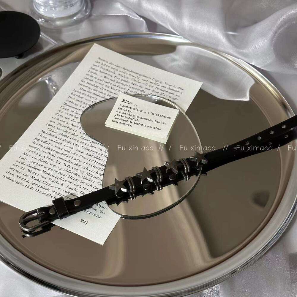 FUXIN Punk Style Black Leather Star Niche High-end Sweet Cool Hot Girl Bracelet Jewelry e1e