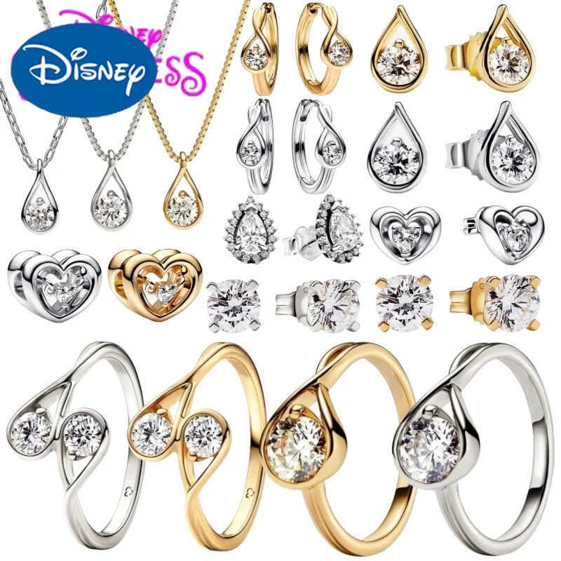 Disney 2024 Disney New Infinite Love Ring Necklace Earrings Fit Original Pandora Jewelry DIY Gift W20250731