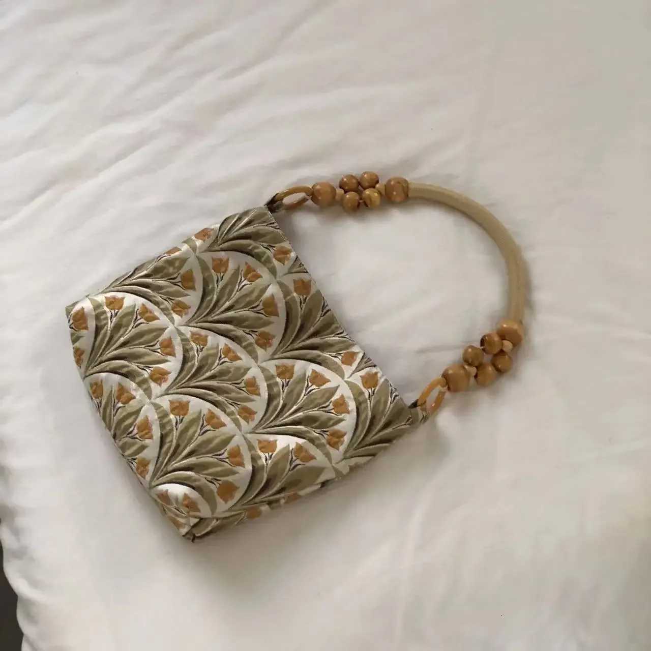 Women Bag 2023 New Vintage Hasp SOFT Mori Beading Handle Handbag Purse Harajuku Y250730