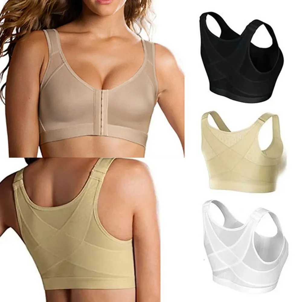 5XL Front Closure Posture Corrector Lift Up Bra Women Push Up Cross Back Underwear Shockproof Sports Support Fitness Z250730