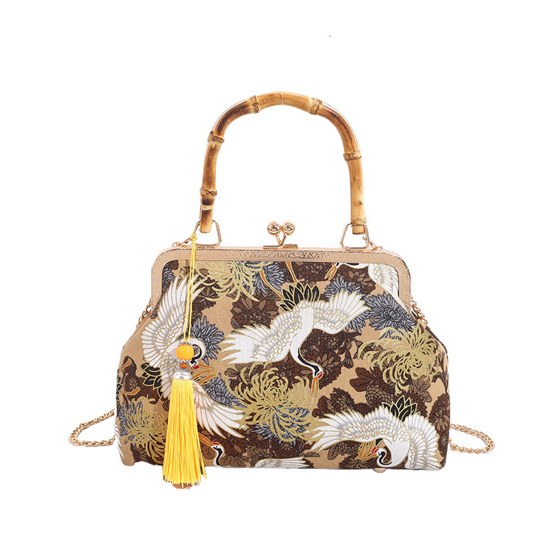 2024 New Chinese Style Embroidered Cheongsam High-end Bamboo Knot Handbag Chain Versatile Shoulder Crossbody Bag ddmymoon