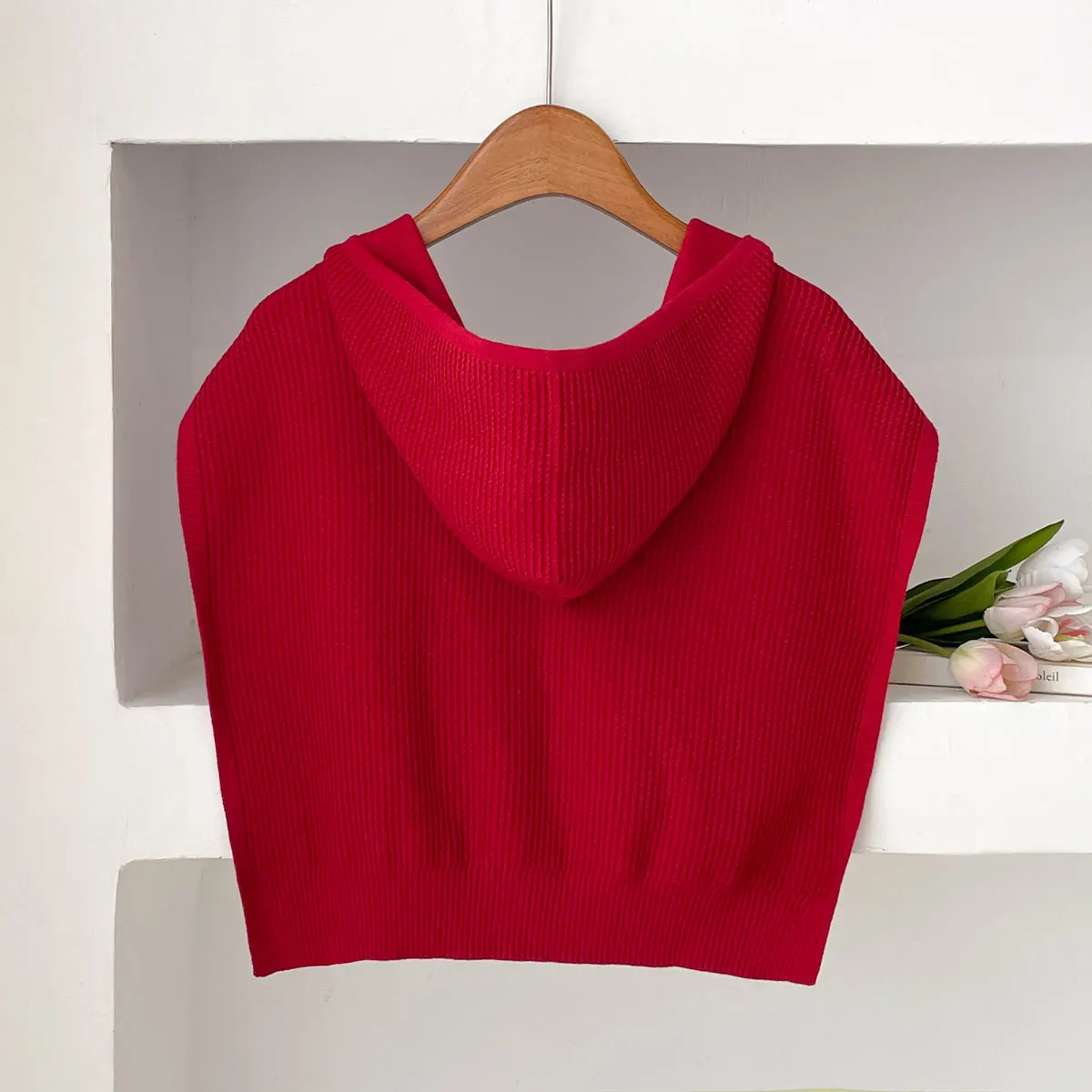 Solid Color Knitted Hooded Shawl Women Spring and Autumn Warm Capes with Shirts Fashion Outerwear Neck Protection Scarf 250731