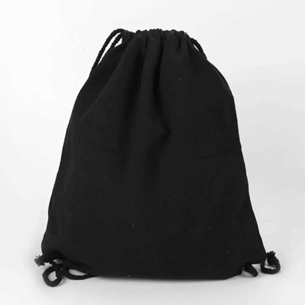 Canvas Bag Shoulders Drawstring Bundle Pockets Shopping Student Backpack Bag Cotton Pouch for Gym Traveling Storage Bag G250729