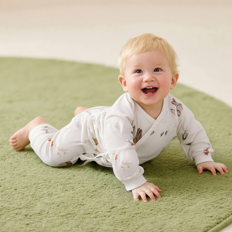 Cotton Breathable Baby All Season Bodysuit with Tie-Up