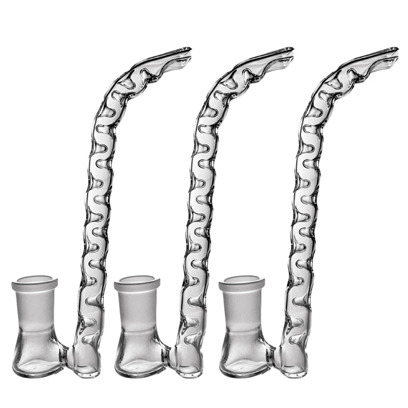 Glass J-hook adapter with barbed concave point J-hook glass water pipe 18mm internal thread joint