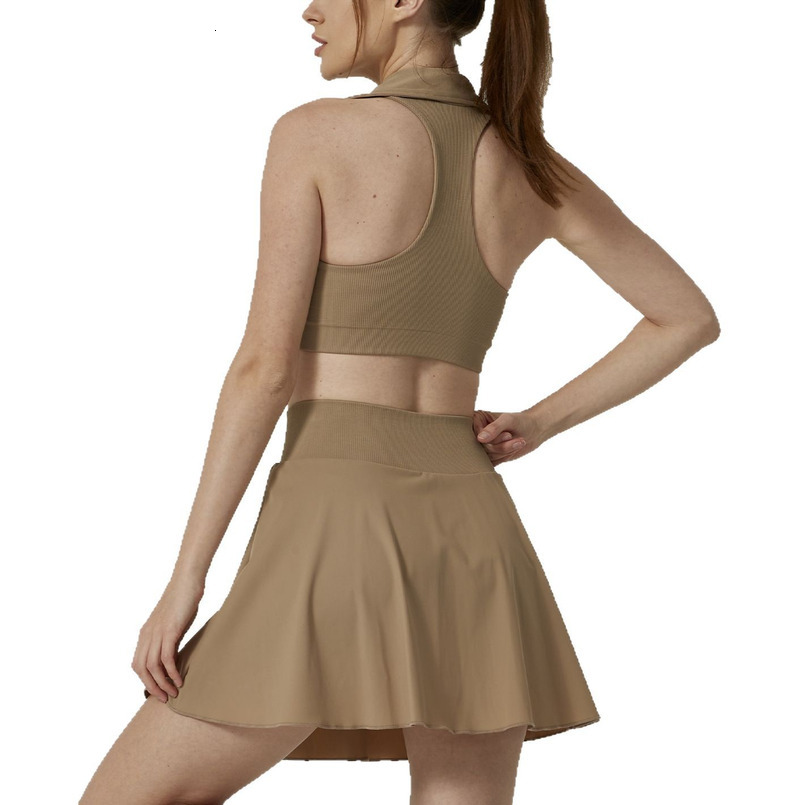 Collared Vest Ice Feel UV High Waist Yoga Tennis Sports Fitness Quick-Dry Sun Protection Skirt