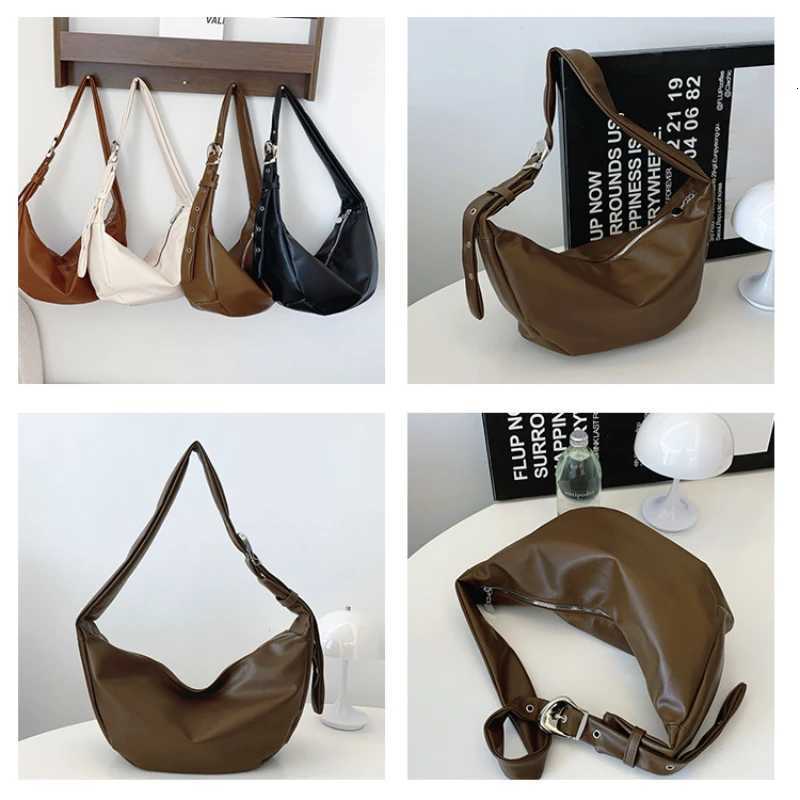 Casual Soft Pu Leather Womens Crossbody Bags Fashion Ladies Hobos Shoulder Bag Solid Color Portable Female Underarm Handbags Y250730