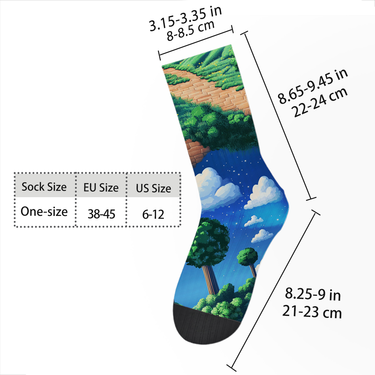 Retro Game Landscape Unisex Tube Designer Socks C123