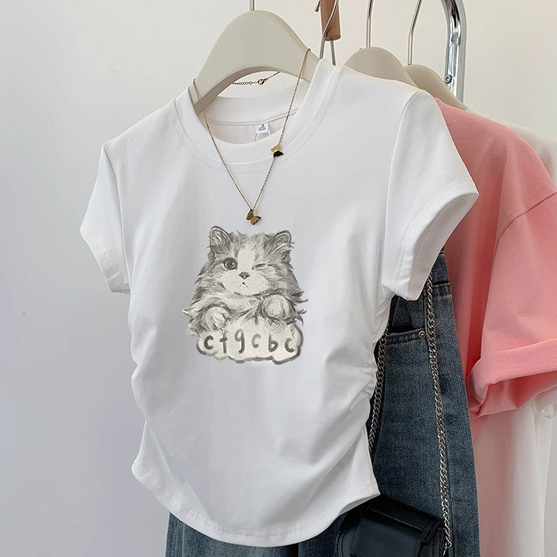 2025 pure cotton black shoulder short sleeved women's T-shirt summer new design sense Niche slim fit short top new designer T-shirt