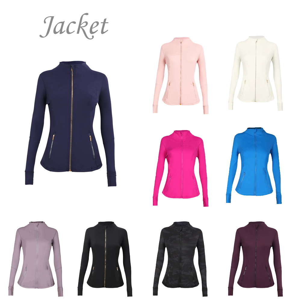 Women Yoga Workout Gym Fiess Jackets Sports Quick Dry Activewear Top Solid Zip Up Sweatshirt Sportwear Woman Jacket Coat Designer Tops