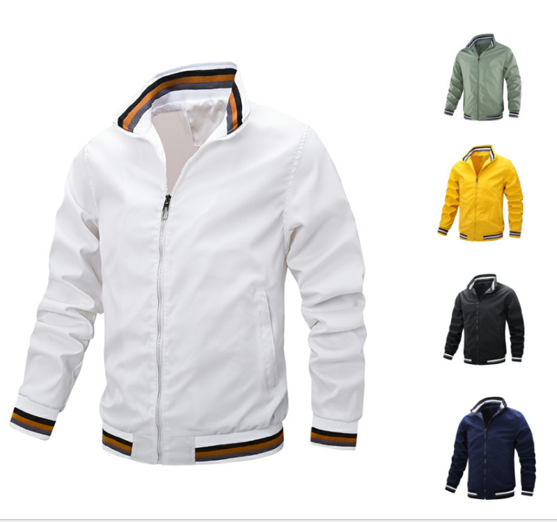 Casual loose jacket men's spring and autumn sports solid color stand-up collar jacket men's clothing