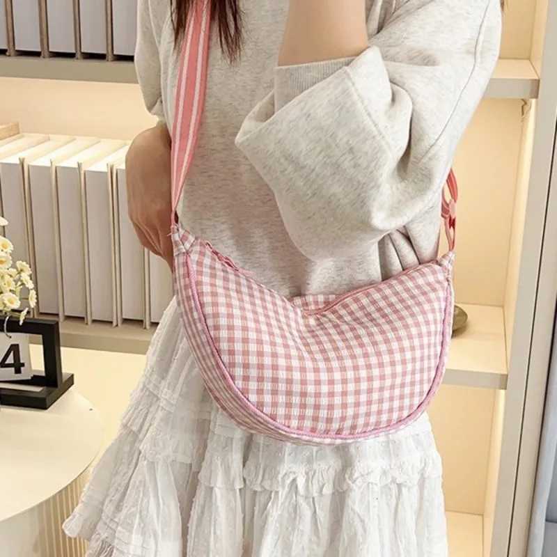 Casual Plaid Hobos Shoulder Bags for Women Large Capacity Commuter Ladies Phone Messenger Bag Summer Travel Handbags Purse Y250730