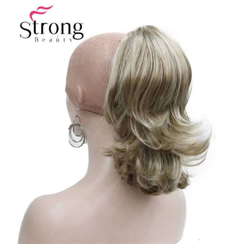 StrongBeauty 12" Dual Use Wavy Styled in Claw Ponytail Hair Extension Blonde Synthetic Hairpiece with a Jaw/claw Clip