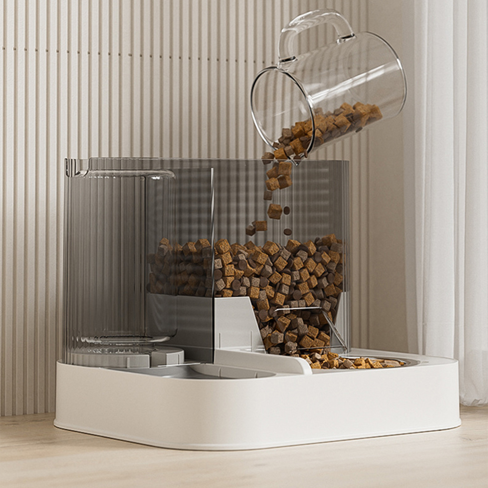 Automatic Feeding Machine Cat Bowl Dog Bowl Cat Food Feeding and Drinking Water 2-in-1 Stainless Steel Pet Bowl Pet Supplies