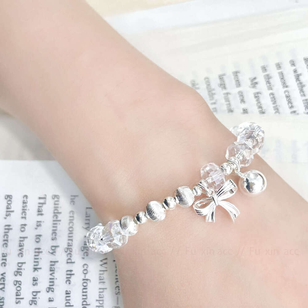 Crystal Bowknot Round Bead Bracelet Sweet Light Niche Design Simple Exquisite High-end Feel Personalized Versatile Jewelry 7a7