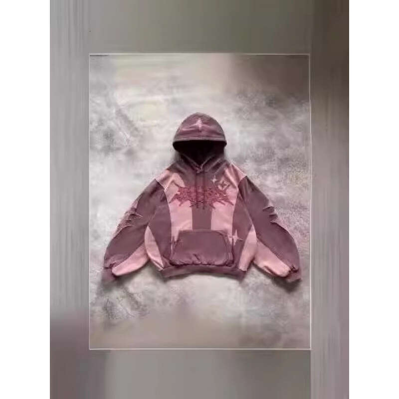 2025 American Street Style Y2K Thick Patchwork Hoodie New Trend Unisex Loose High Weight Sweatshirt