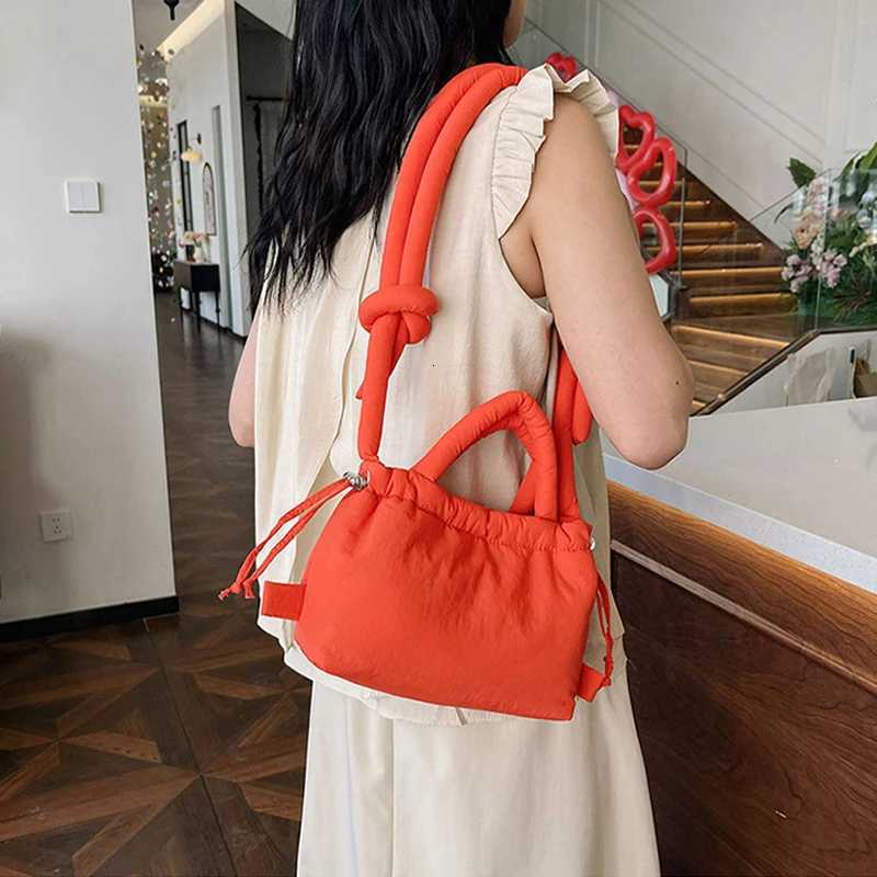 Fashion Small Puffer Tote Bag Padded Women Shoulder Bags Nylon Down Cotton Crossbody Bag Mini Lady Handbags Underarm Bag Y250730