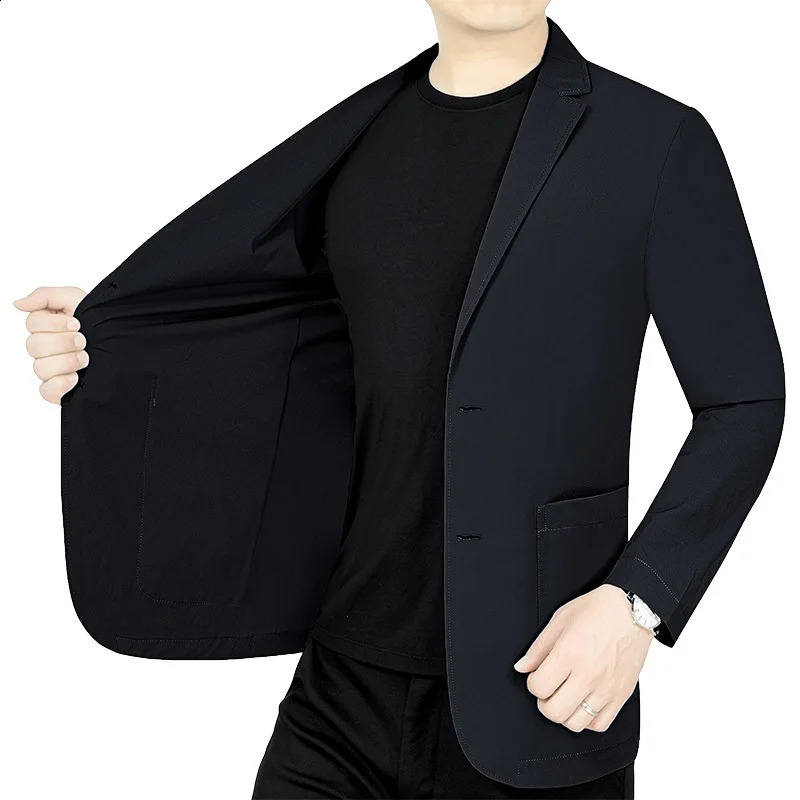 Summer Male Thin Elastic Blazers Jackets Quality Men Breathable Sunscreen Coats Man Business Casual Suits 4XL 250724