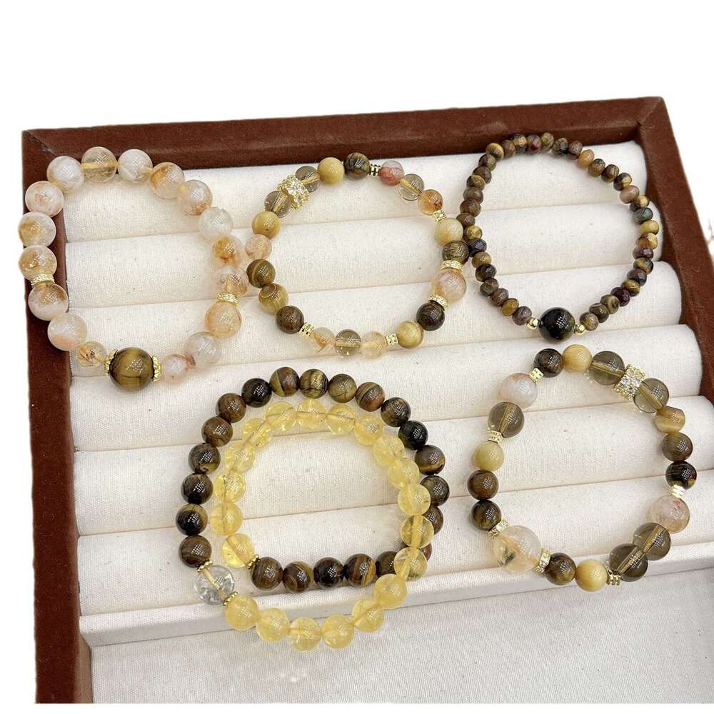 New Chinese Melad Wind Yellow Crystal Gold Lucky Style Natural Tiger Eye Stone High-end Niche Bracelet d9a