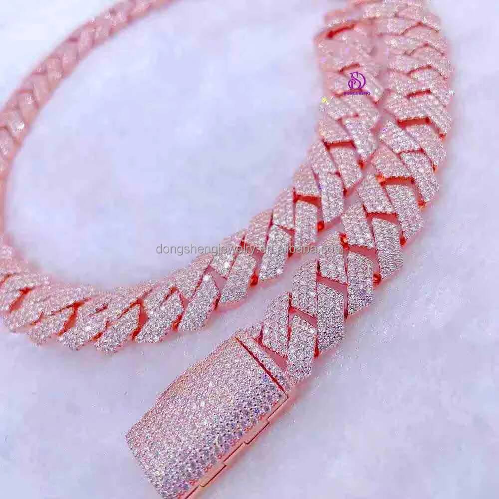 Hip Hop Cuban Link Chain 14mm 15mm Ice Out Vvs Diamond Moissanite Fine Jewelry Necklaces Custom 925 Sterling Silver Customize D2