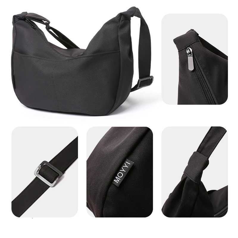 MOYYI Light Weight Minimalism Hobo Crossbody Bag Men Women Fashion Thin Banana Crescent Shoulder Bag Nylon Cross Body iPad Bag Y250730