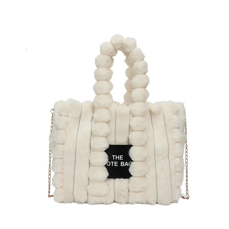 Winter New Handheld Letter Furry 2024 Large Capacity Women's Chain Shoulder Crossbody Tote Plush Bag ddmymoon