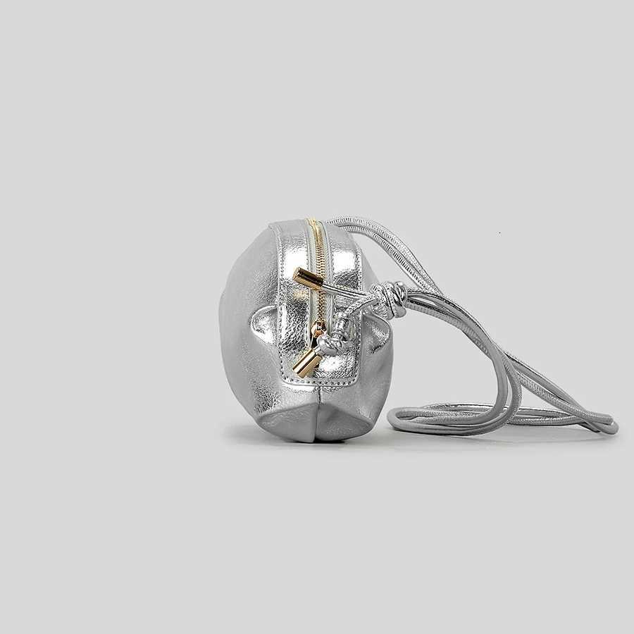 Fashion Silver Oval Crossbody Bags for Women Designer Hobos Pu Leather Shoulder Bags Metal Color Small Female Purses2024 Summer Y250730