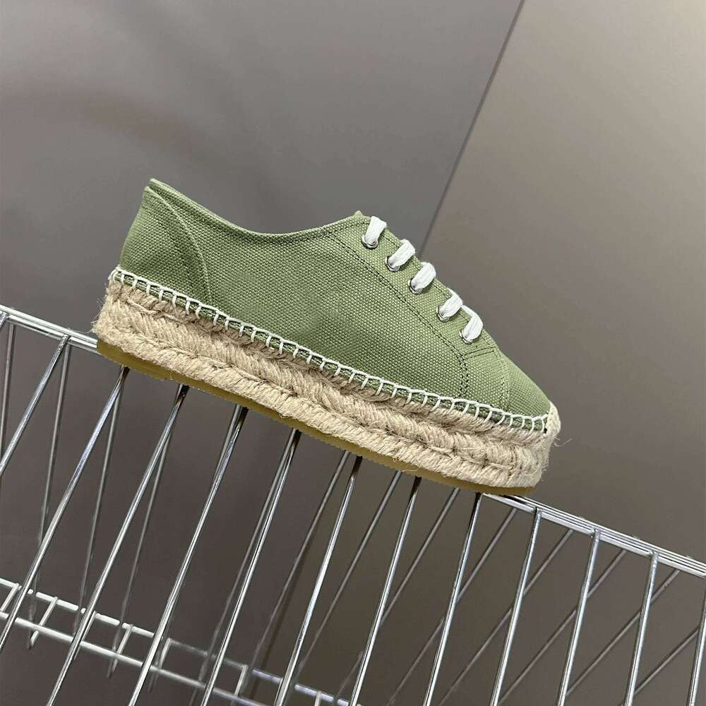 Women Canvas Sneakers Flat Platform Sports Weaving Espadrilles Round Toe Lace Up Flats Designer Shoes Zapatillas De Mujer 853