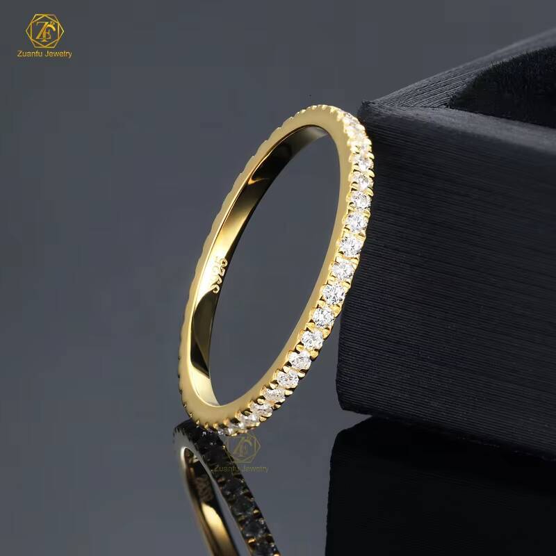 925 Sterling Silver Moissanite Eternity Band Diamond Engagement Wedding Ring Stackable 18K Gold Plated Rings Jewelry Women