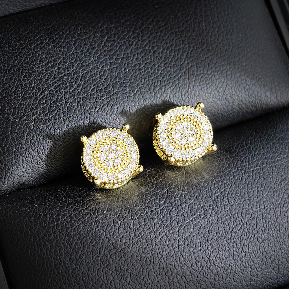 Minimalist Style Jewelry Round Inlaid Synthetic Zircon for Women Versatile Earrings e6097