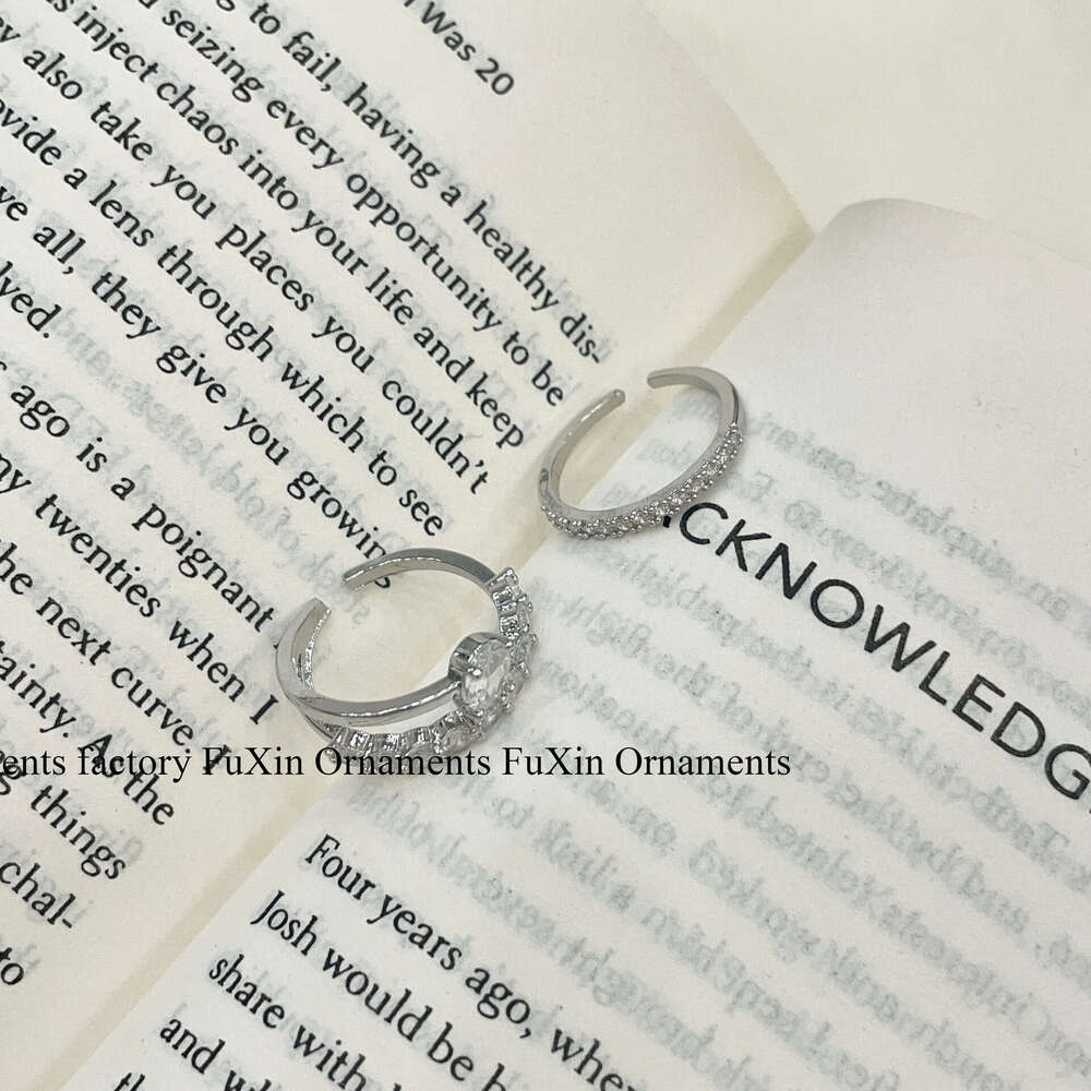 Couple Matching Micro Pave Zircon Sugar Cube Open Light Luxury Oval Egg Shape Index Finger Rings Design High-end Feel 746