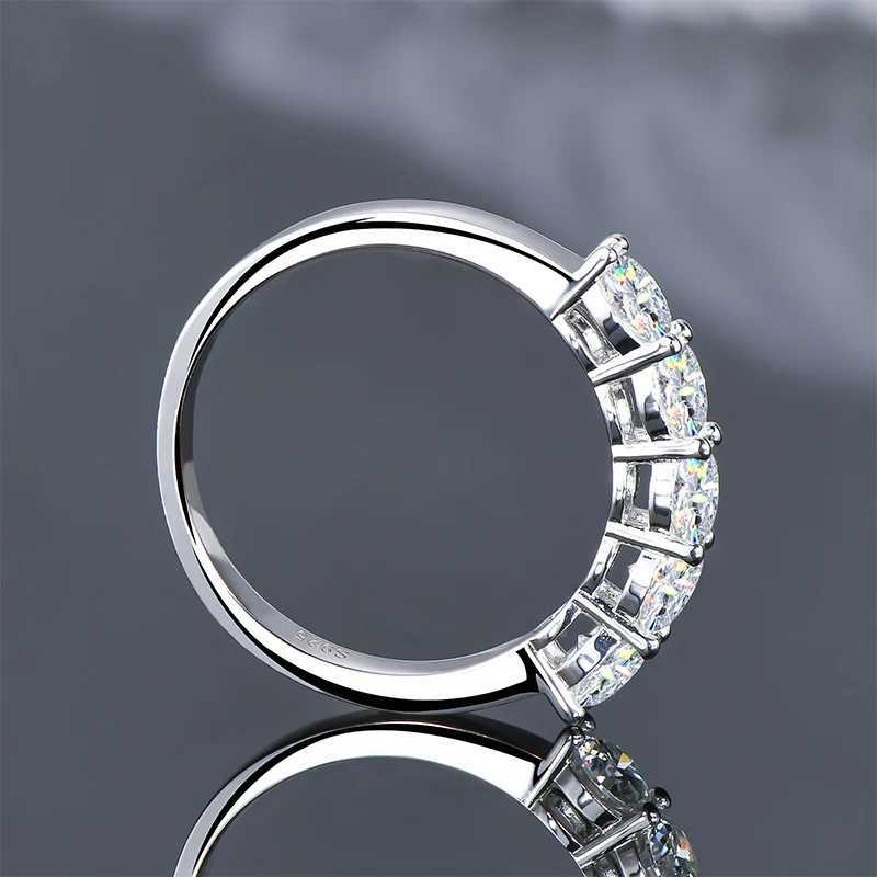 925 Silver 5-Stone 4mm D Color Moissanite Engagement Ring for Women Fine Jewelry Wedding Band with GRA Certificate y250730