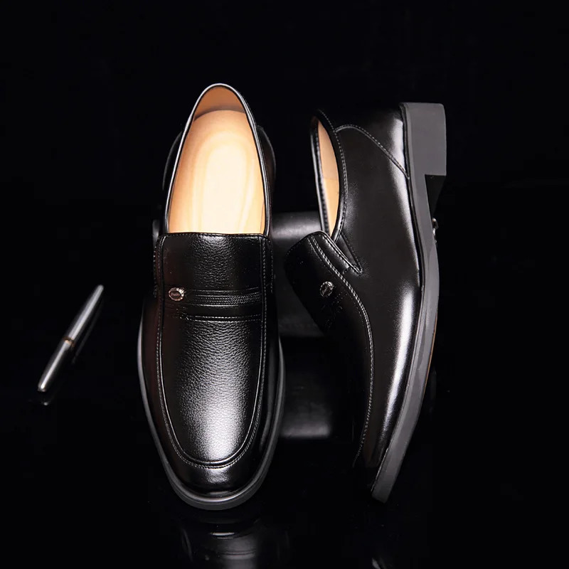 Leather Men Formal Shoes Mens Loafers Dress Moccasins Breathable Slip on Black Driving Shoes Plus Size 38-44 250730