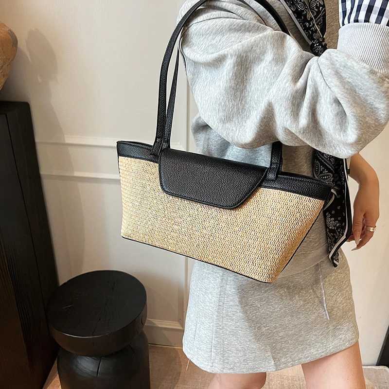 LEFTSIDE Weave Straw Shoulder Bags for Women 2025 Summer Ladies New Tote Bag Females Beach Bags Lady Handbags and Purses Y250730