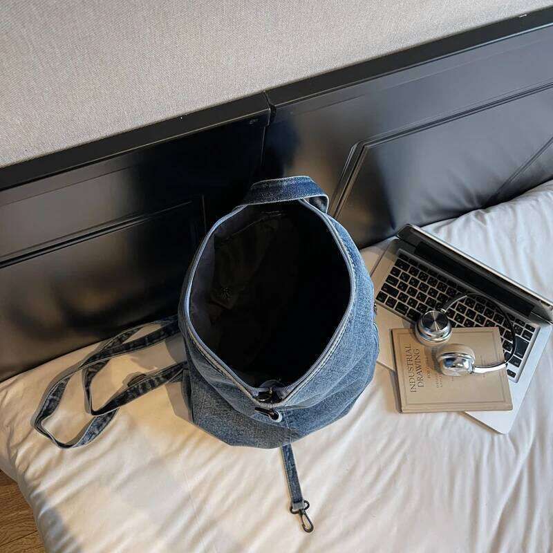 New denim double shoulder bag designer backpack women's travel bag fashionable and simple style