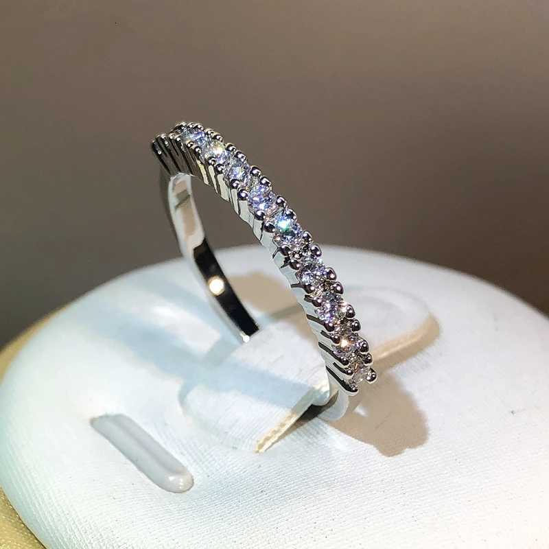 925 Silver Luxury Female Zircon Stone Single Row Ring Brand Fashion Simple Finger Ring Silver Color Promise Engagement Rings For y250730