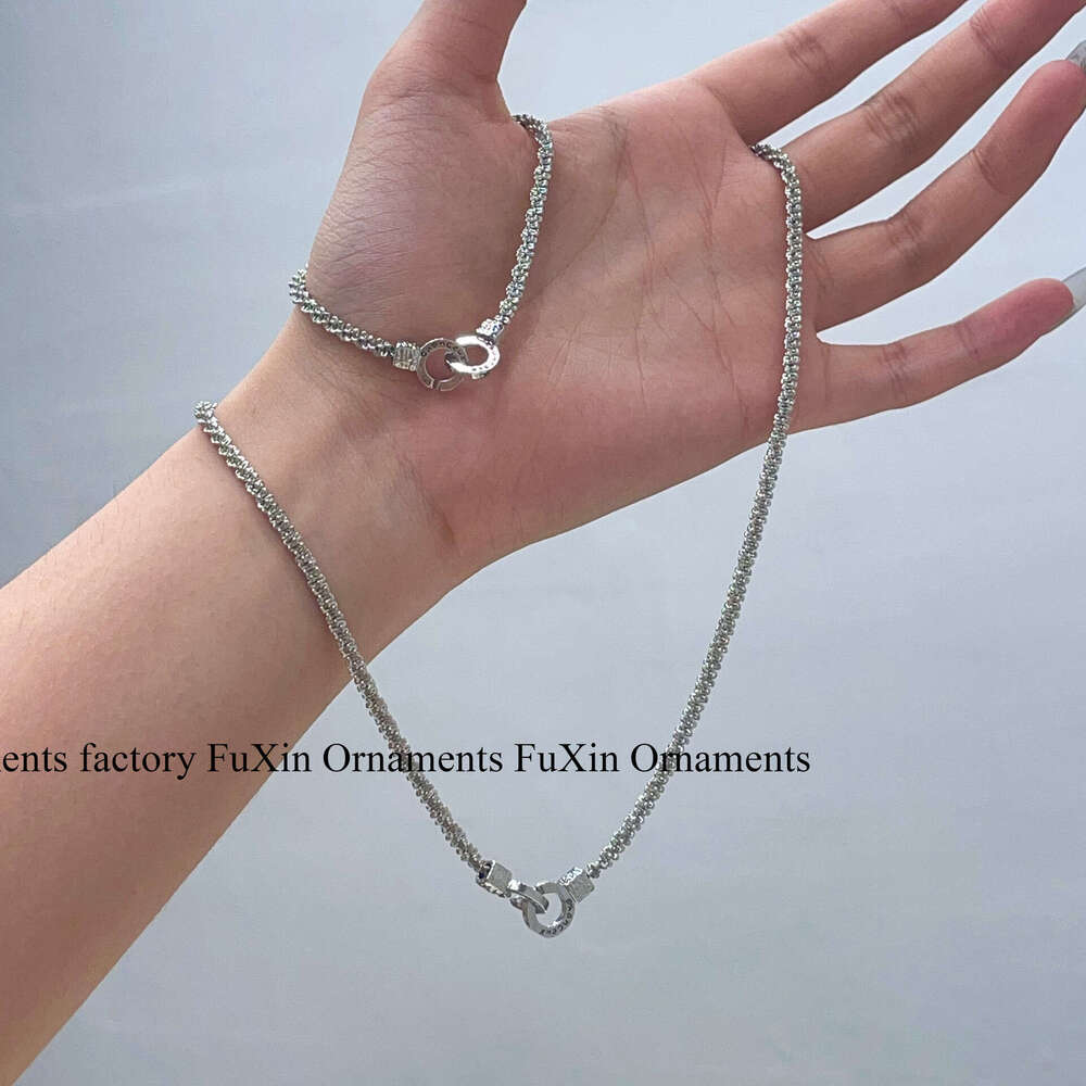 New Double Ring Lock Necklace Starry Sky Creative Personality Niche Bracelet for Women Simple Versatile Jewelry 203