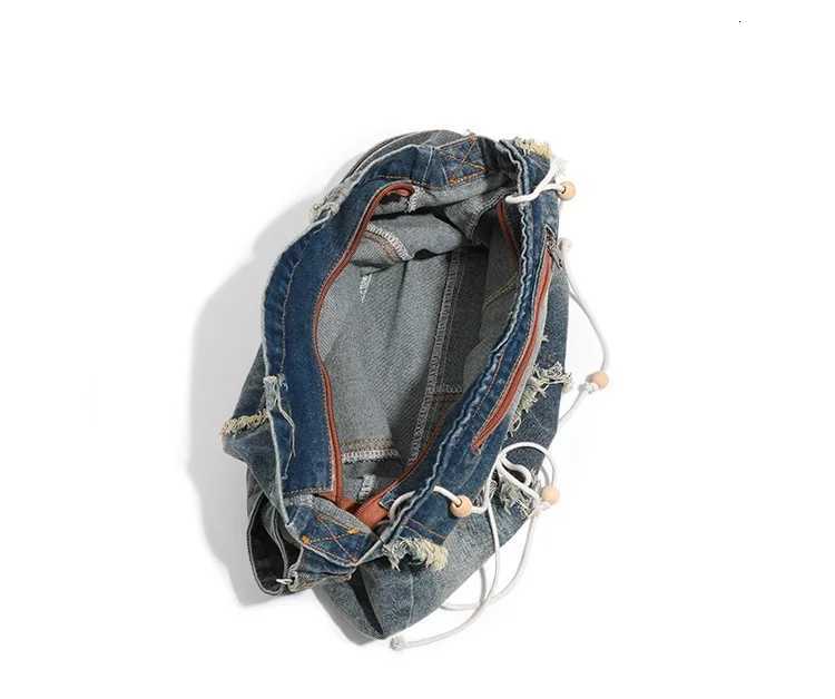 Washed Denim Jeans Casual Totes for Women Shoulder Bags Soft Student Large Capacity Vintage Shopping Bag Female Handbags Y250730
