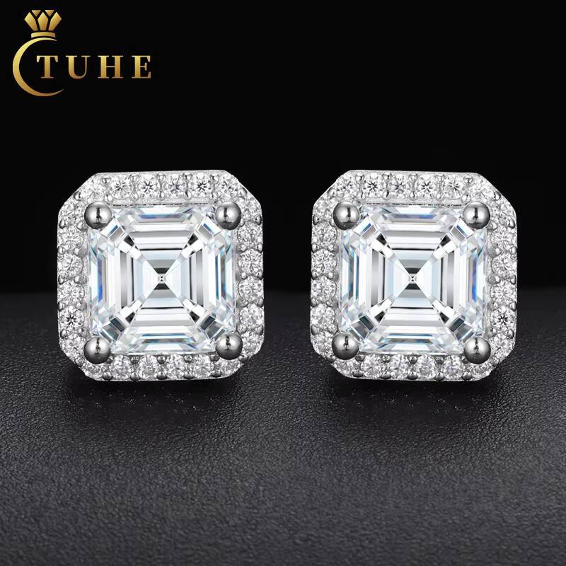 Hot Sale Instock Iced Out 925 Sterling Silver With Gra Certificate Vvs Moissanite Diamond Classical Stud Earring