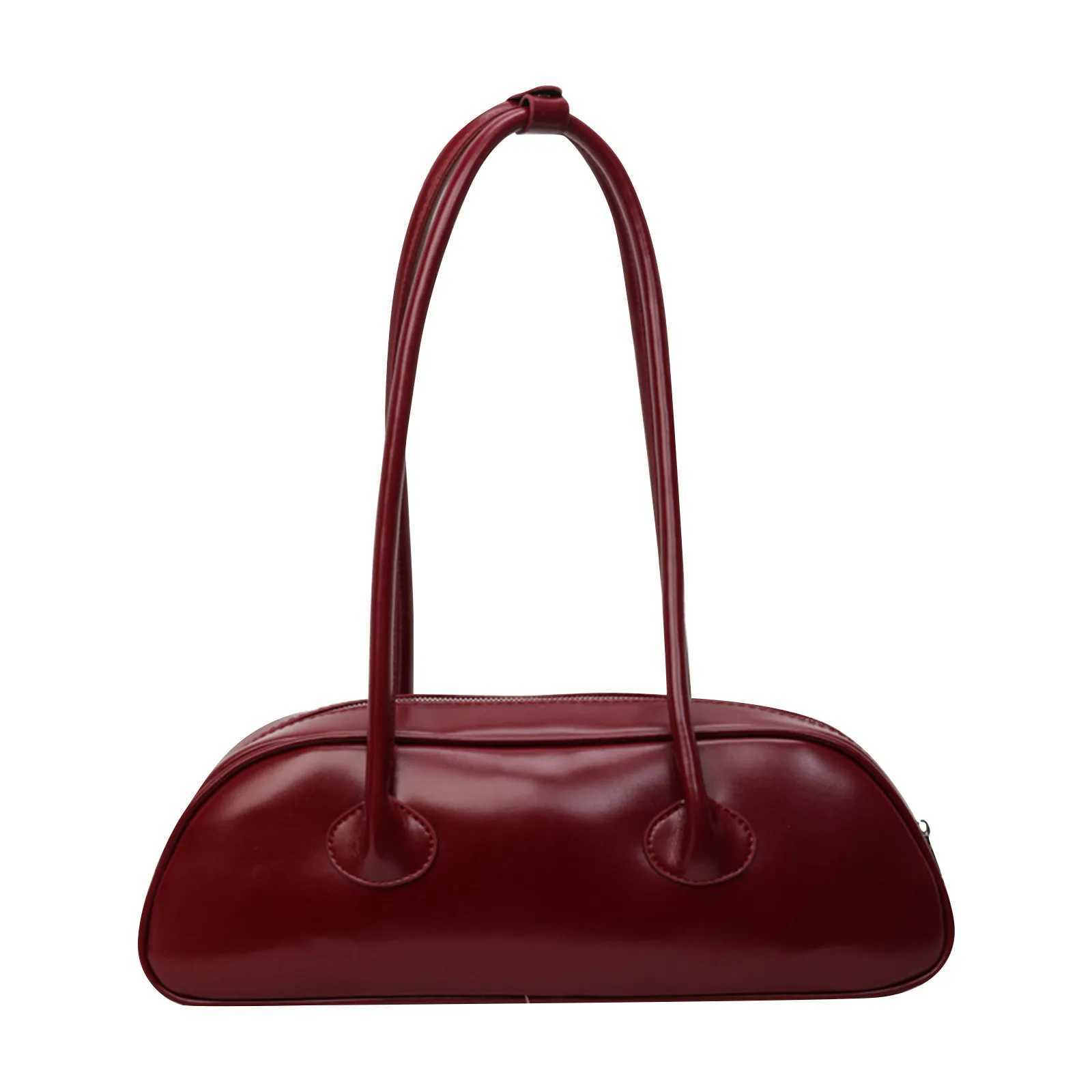 2025 New Leather Womens Light Baguette Shoulder Bag Simple Versatile Commuter Shopping Underarm Bag Y250730