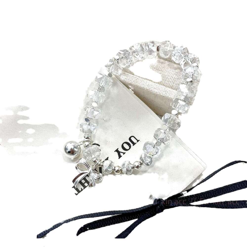 Crystal Bowknot Round Bead Bracelet Sweet Light Niche Design Simple Exquisite High-end Feel Personalized Versatile Jewelry 7a7