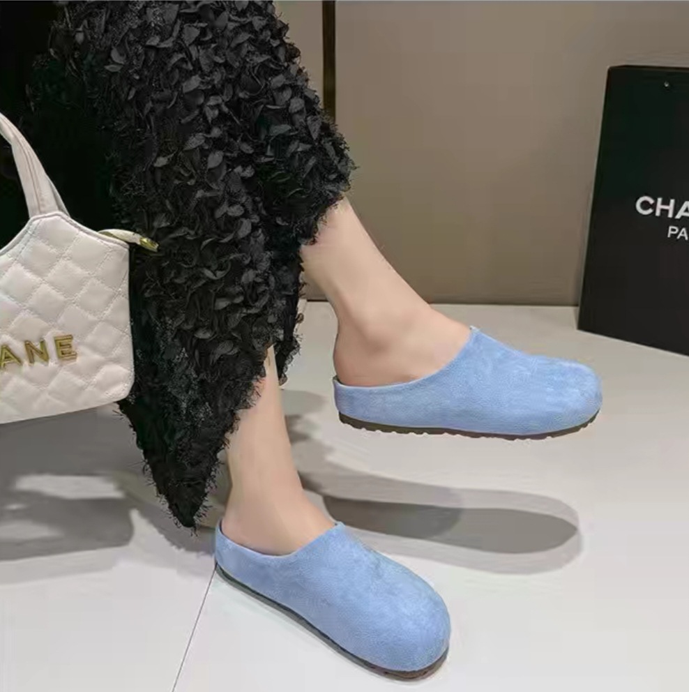 Free shipping designer Boken slippers, thick-soled women's outerwear, spring one-step retro bun, lazy people's height-increasing outerwear