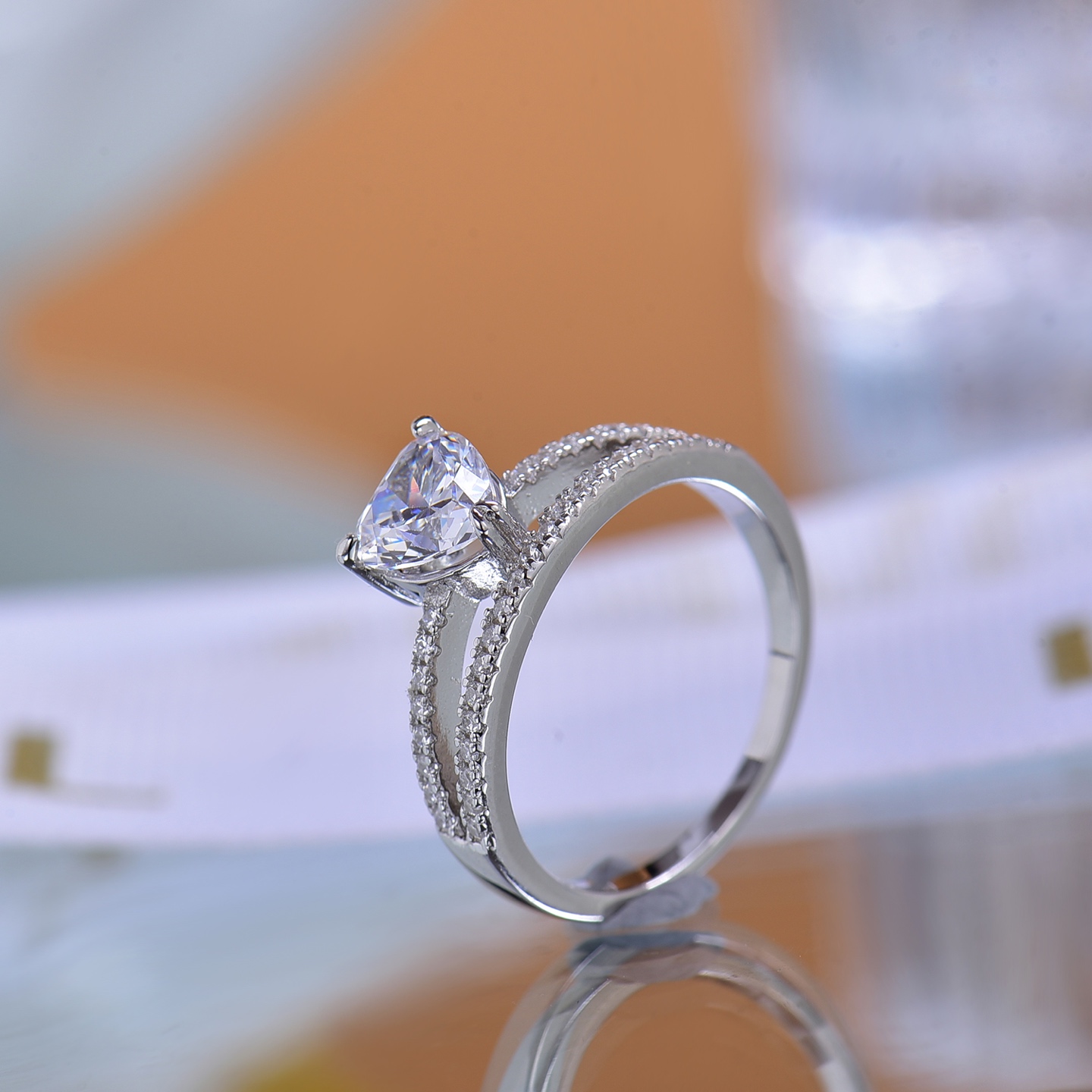 Heart-Shaped 1 Carat Moissanite Ring - 925 Sterling Silver Unisex Ring double band ring Women Engagement Band Ring Gift