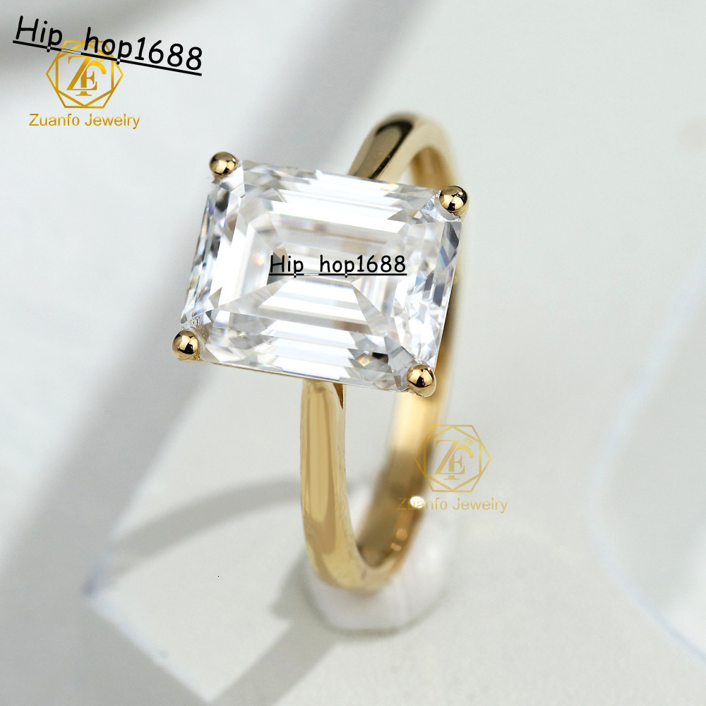 Customized 18K Solid Gold Womens Wedding Engagement Ring 4CT Emerald Cut Moissanite Lab Diamond High Quality Classical