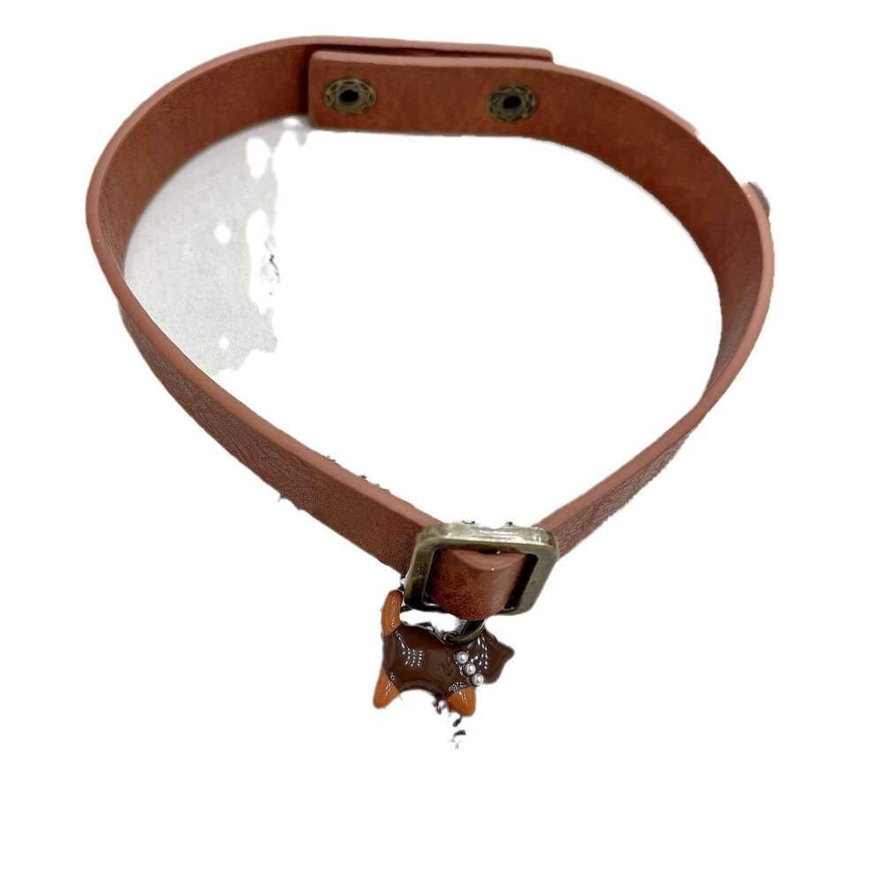 Spicy Girl Cat Button Leather Collar Necklace Niche Subculture Punk Choker Sweet Cool Collarbone Chain for Women 9e9