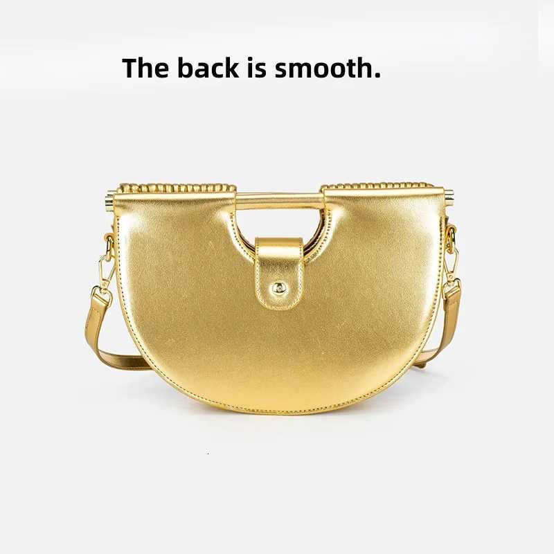 2025 New Gold Luxury Designer Brand Handwoven Noodle Bags Half Round Pulled Hobo Silver Evening Clutch Chic Handbags for Women G250801